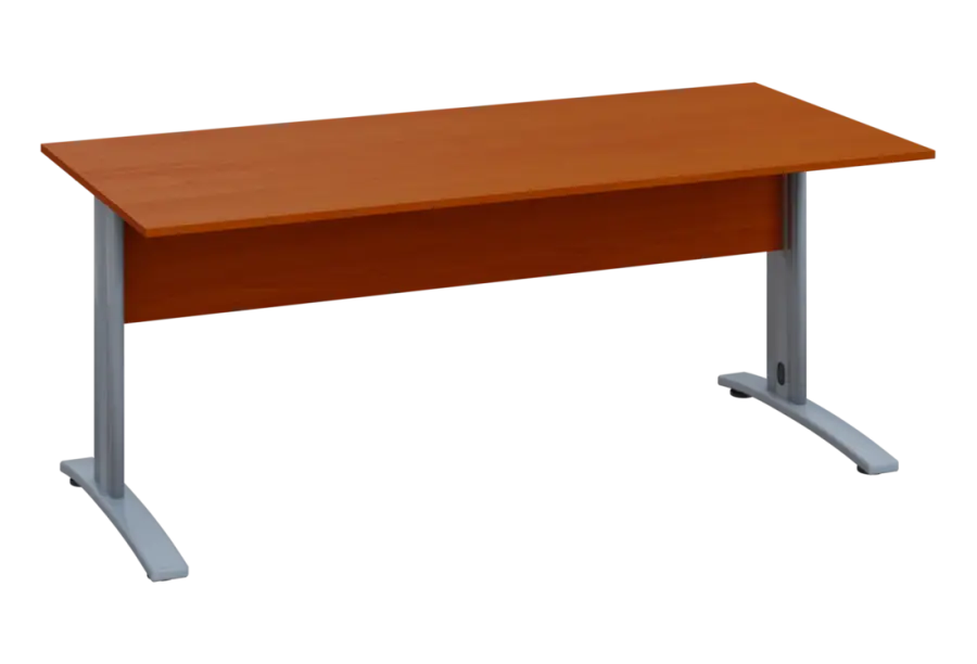 EPK 18 - 18 stůl kancelářský, kovová podnož stříbrná, deska 18 mm, široký 1800 mm, třešeň šumavská